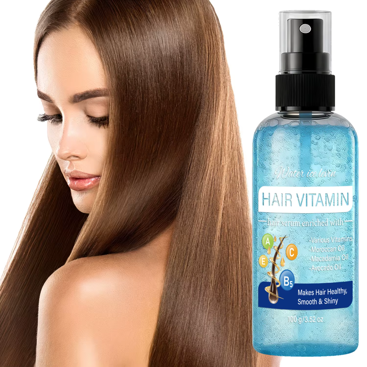 Sérum capillaire vitaminé avec huile d'argan, de macadamia et d'avocat, spray nourrissant pour des c