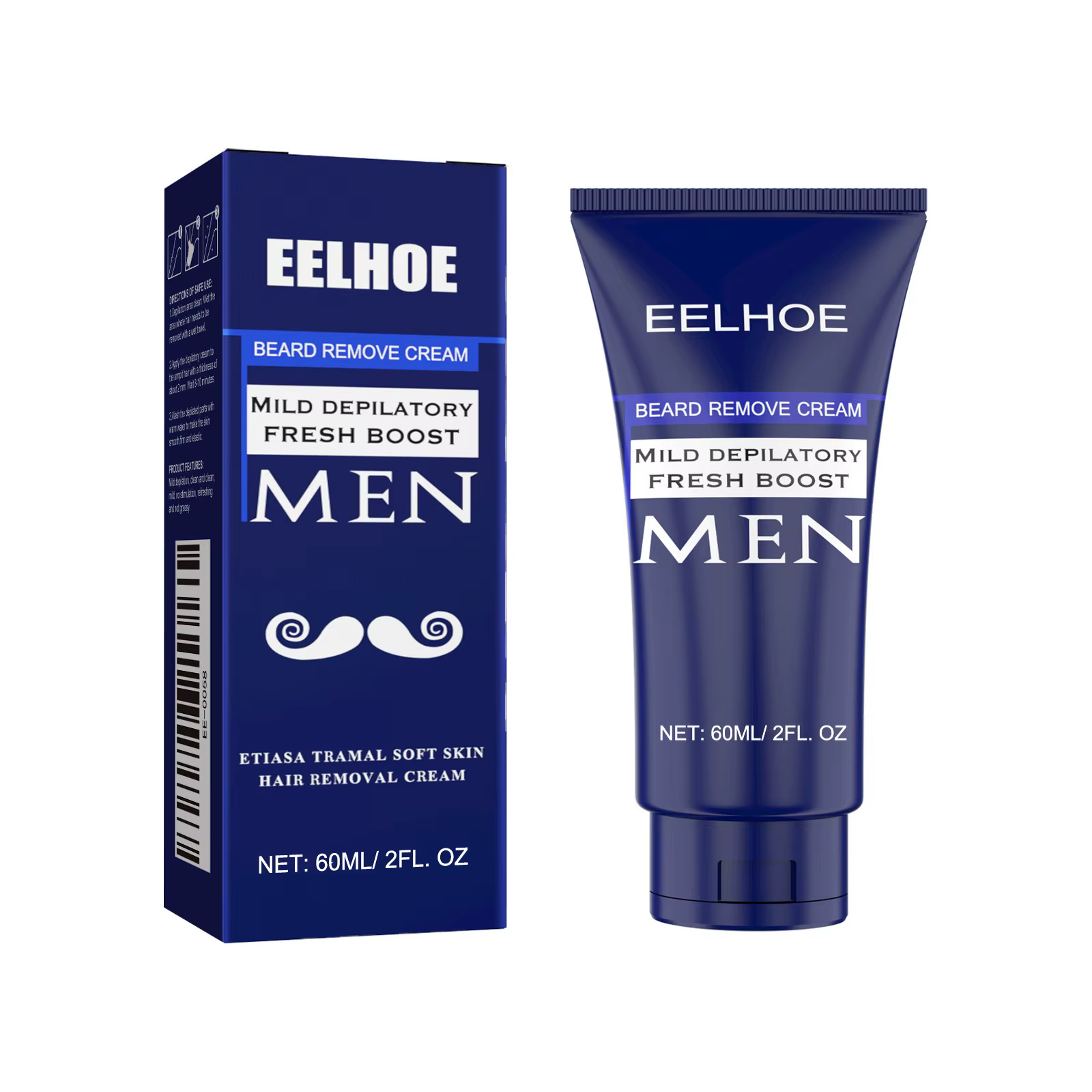 EELBath-E Men-Crème dépilatoire indolore pour homme, élimine les poils de la barbe et des ati elles,