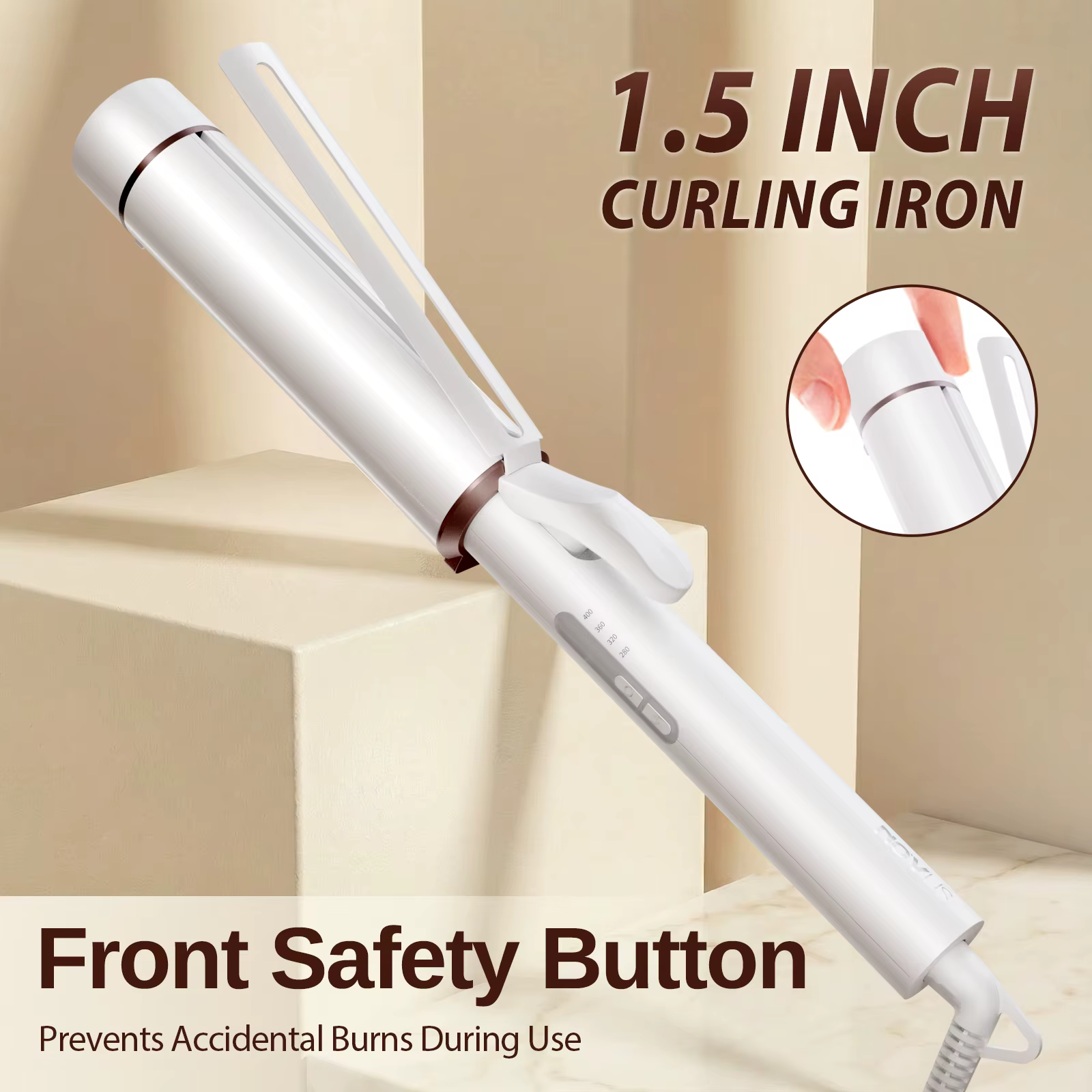 Baguette à friser Extra Large de 1.5 pouces pour cheveux longs, baril de Tourmaline en céramique, Io