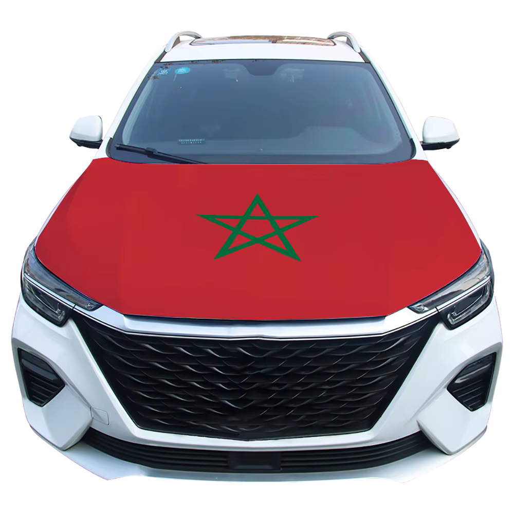 Housse de capot de voiture avec drapeau du Maroc, drapeau national pour la décoration de véhicule