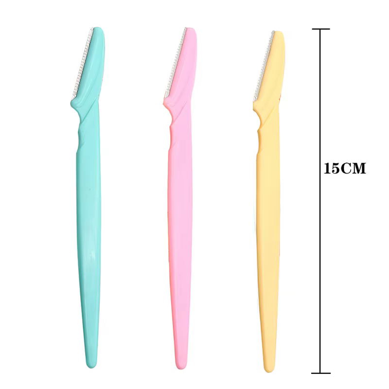 Tondeuse à sourcils pliante rose, rasoir à ati elles, outils de maquillage en acier inoxydable, 3 pi