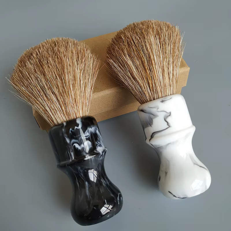 Dscosmetic-Brosse de rasage en crin de cheval doux brun pour homme, rasage humide, 24mm