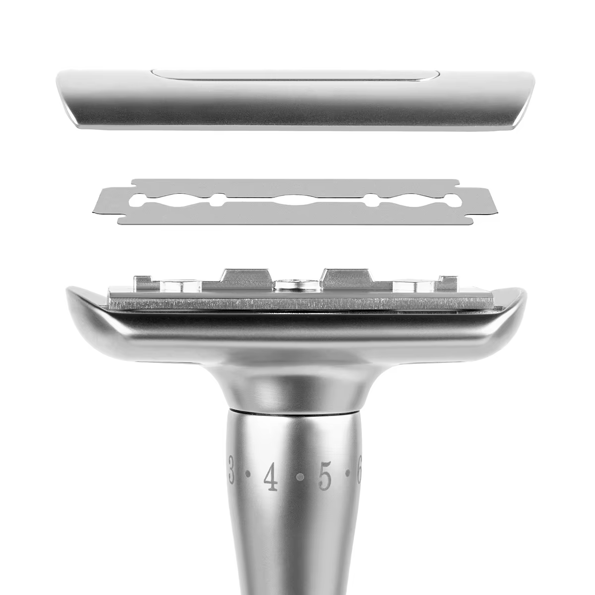 QShave – rasoir de sécurité réglable avec couvercle magnétique, 1 rasoir, 1 étui jetable et 5 lames