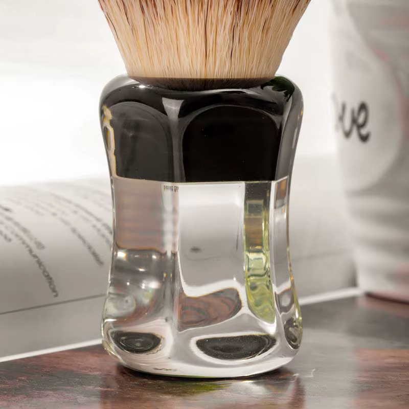 Yaqi Robin – brosse de rasage humide pour hommes, cheveux synthétiques, manche transparent