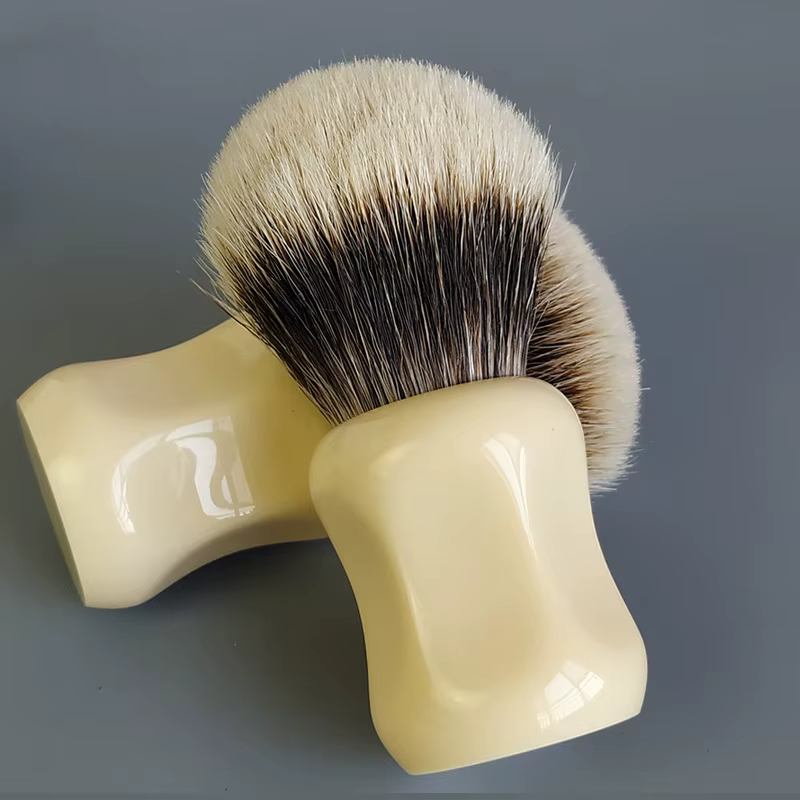 Dscosmetic – brosse de rasage à deux bandes de 26mm avec manche en résine ivoire, en mandchourie
