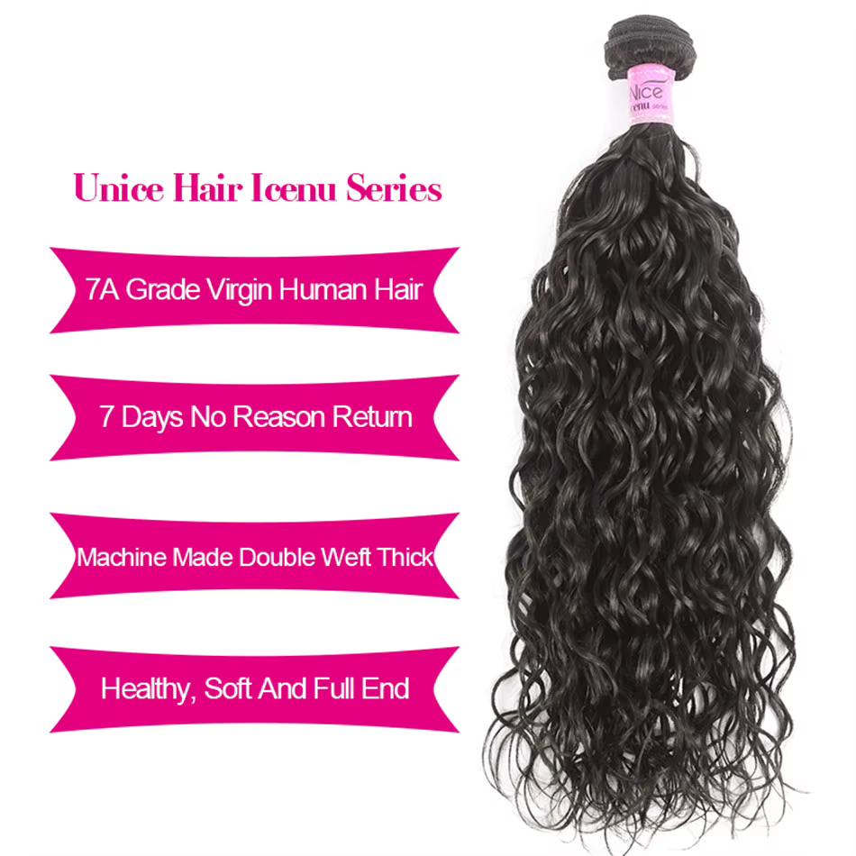 Mèches 100% naturelles vierges ondulées-UNice Hair, tissage à coudre, document riche naturel, 8 à 26