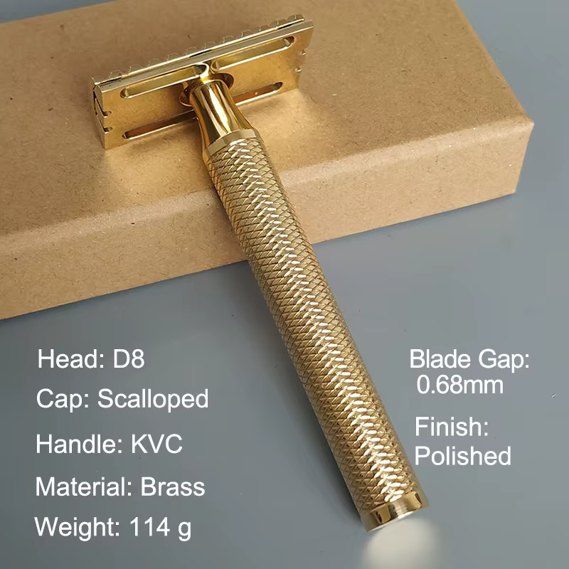Dscosmetic D8/S9 Rasoir de sécurité à double tranchant en laiton FABRIQUÉ PAR CNC