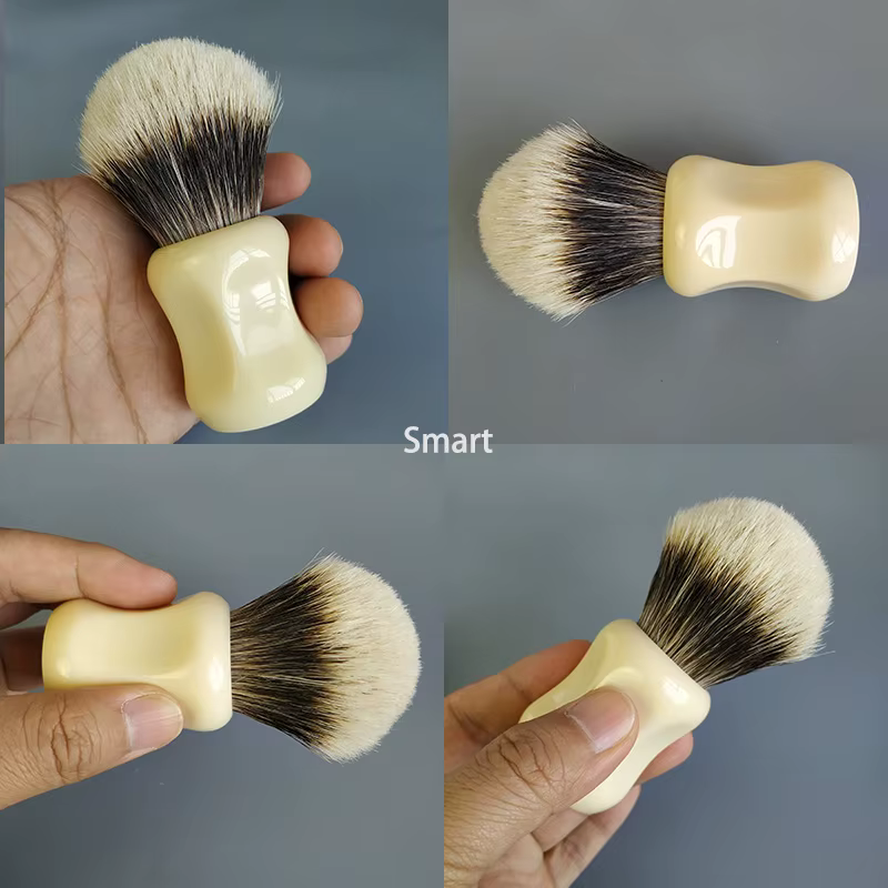 Dscosmetic – brosse de rasage à deux bandes de 26mm avec manche en résine ivoire, en mandchourie