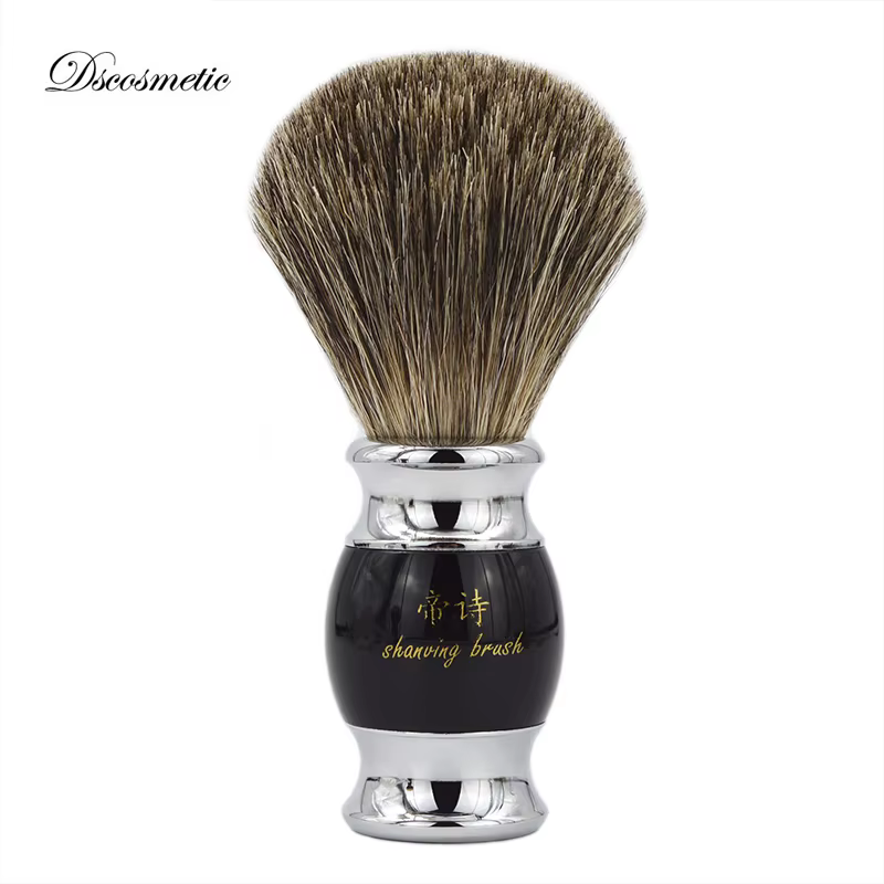 Brosse à raser poils de blaireau pur avec manche en résine et brosse en porcelaine en métal fournitu