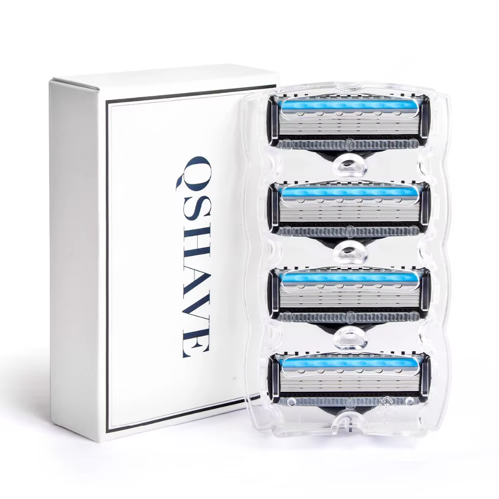 Rasoir QShave Blue Men, 1 manche et 10 cartouches (1 lame X3, 9 lames X5)