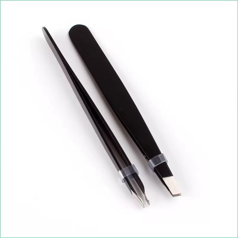 Pince à sourcils noire en acier inoxydable, pointe inclinée, Kit d'outils de maquillage pour épilati