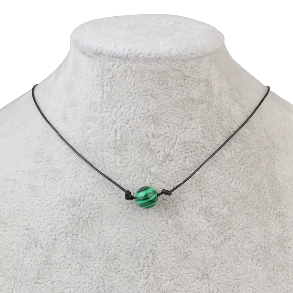 Collier en pierre naturelle pour femmes, cordon de cire, perles, breloque, bijoux