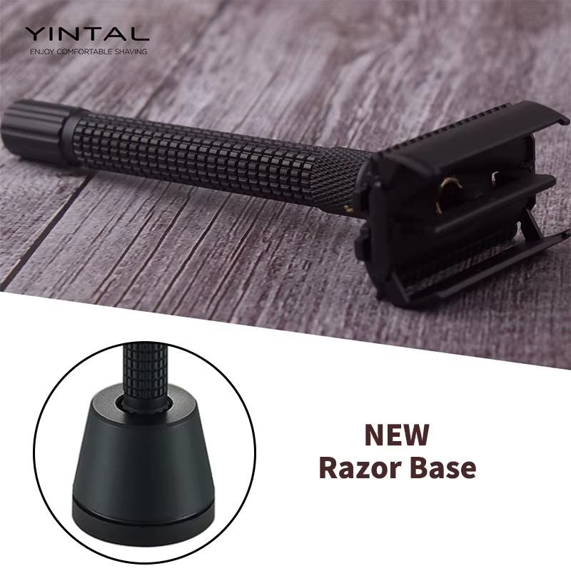 YINTAL ensemble de rasoir de sécurité réglable papillon ouvert Double bord rasoirs en laiton noir ma