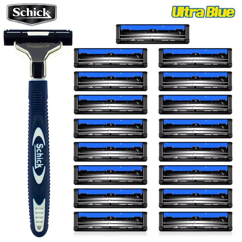 1 rasoir 17 lames/ensemble Original Schick Ultra bleu lames de rasoir Kit homme barbe cheveux rasoir