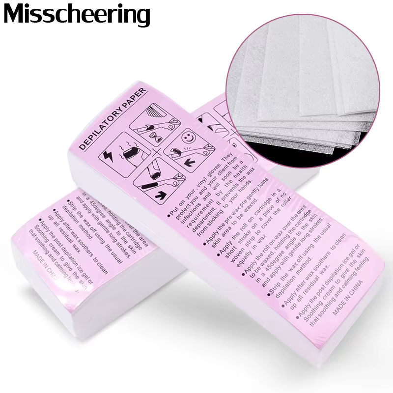 100 pièces épilation non tissé corps tissu cheveux enlever cire rouleaux de papier haute qualité épi