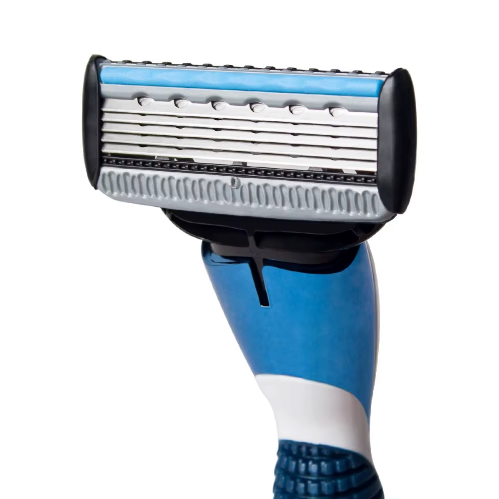 Rasoir QShave Blue Men, 1 manche et 10 cartouches (1 lame X3, 9 lames X5)