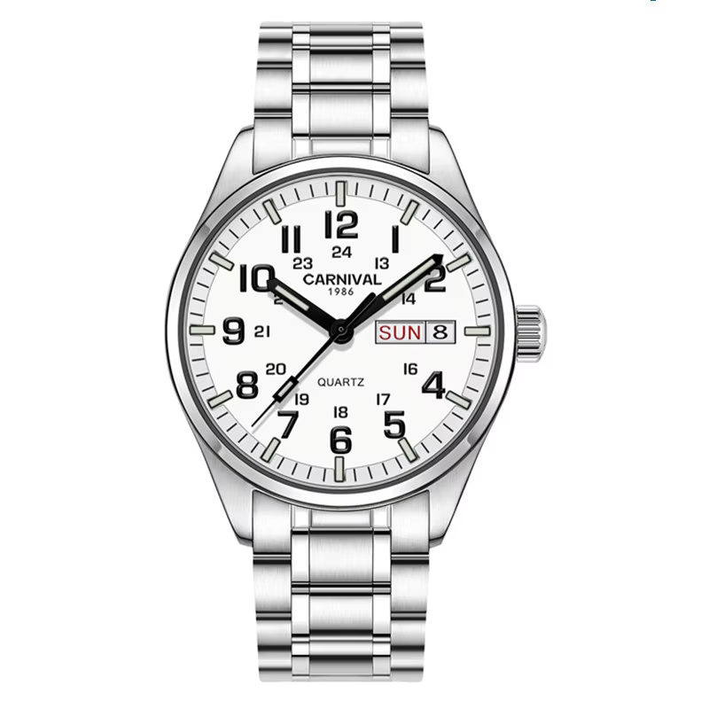 CARNAVAL-Montre de marque de luxe pour hommes, montres-bracelets étanches à quartz en acier inoxydab