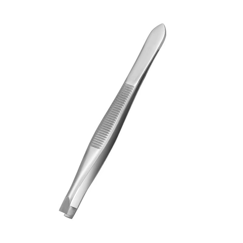 EyebloggTweezer-Pince à épiler en acier inoxydable, pince de beauté, pointe inclinée, pointe plate,