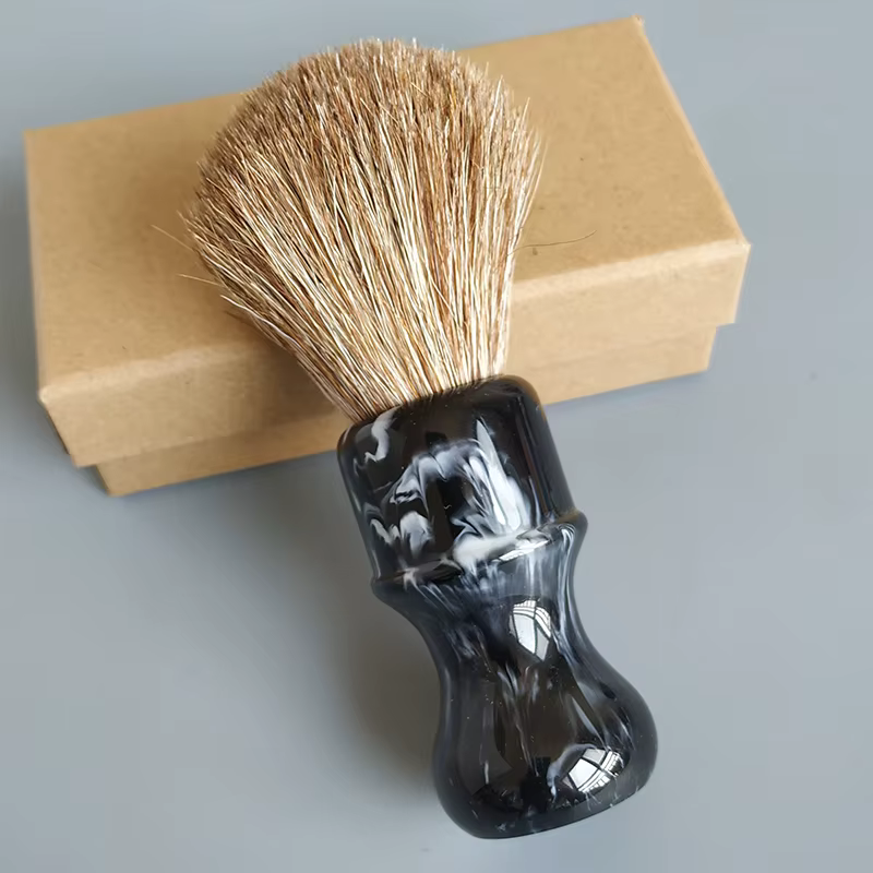 Dscosmetic-Brosse de rasage en crin de cheval doux brun pour homme, rasage humide, 24mm