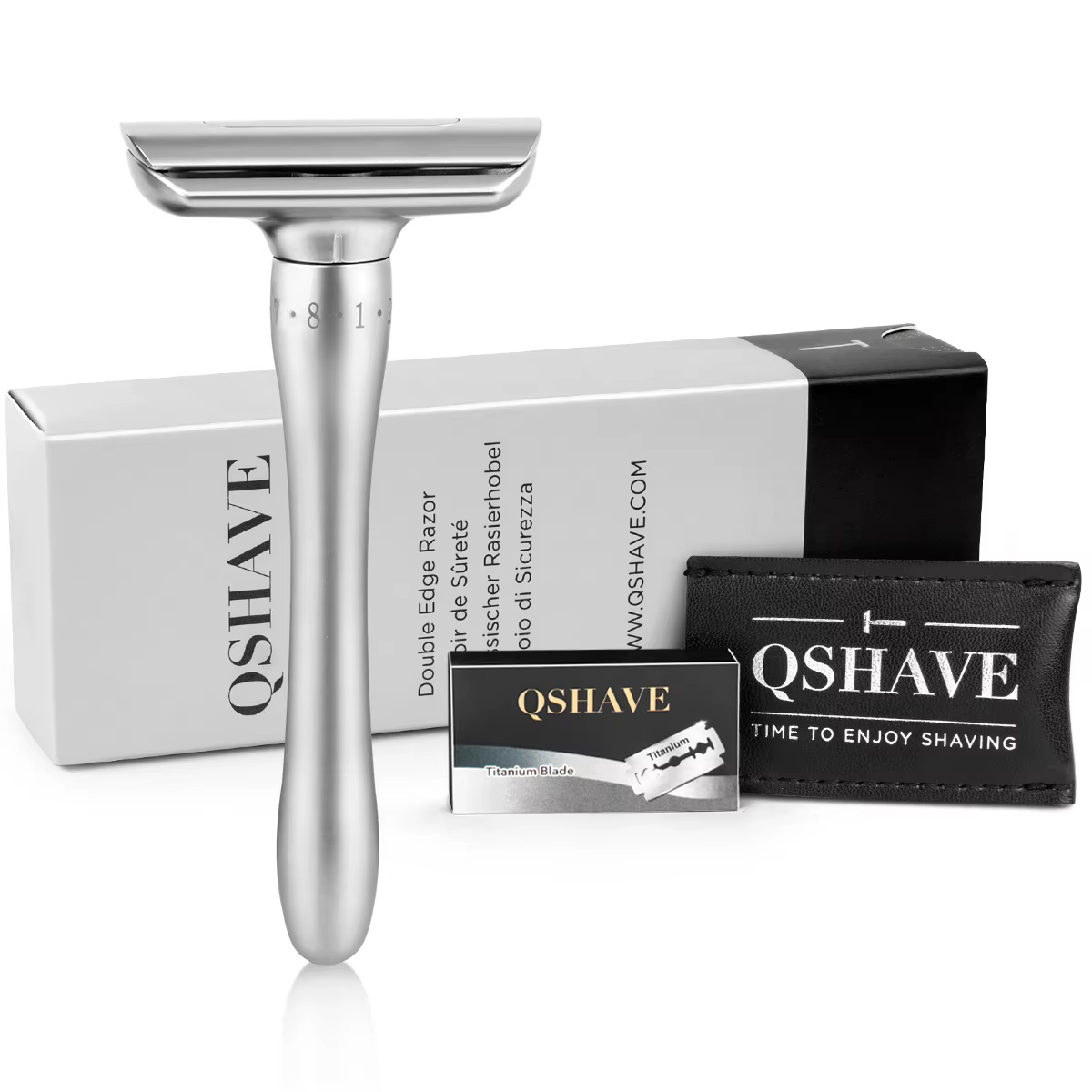 QShave Rasoir de sécurité réglable avec couvercle magnétique 1 rasoir 1 étui de protection et 5 lame