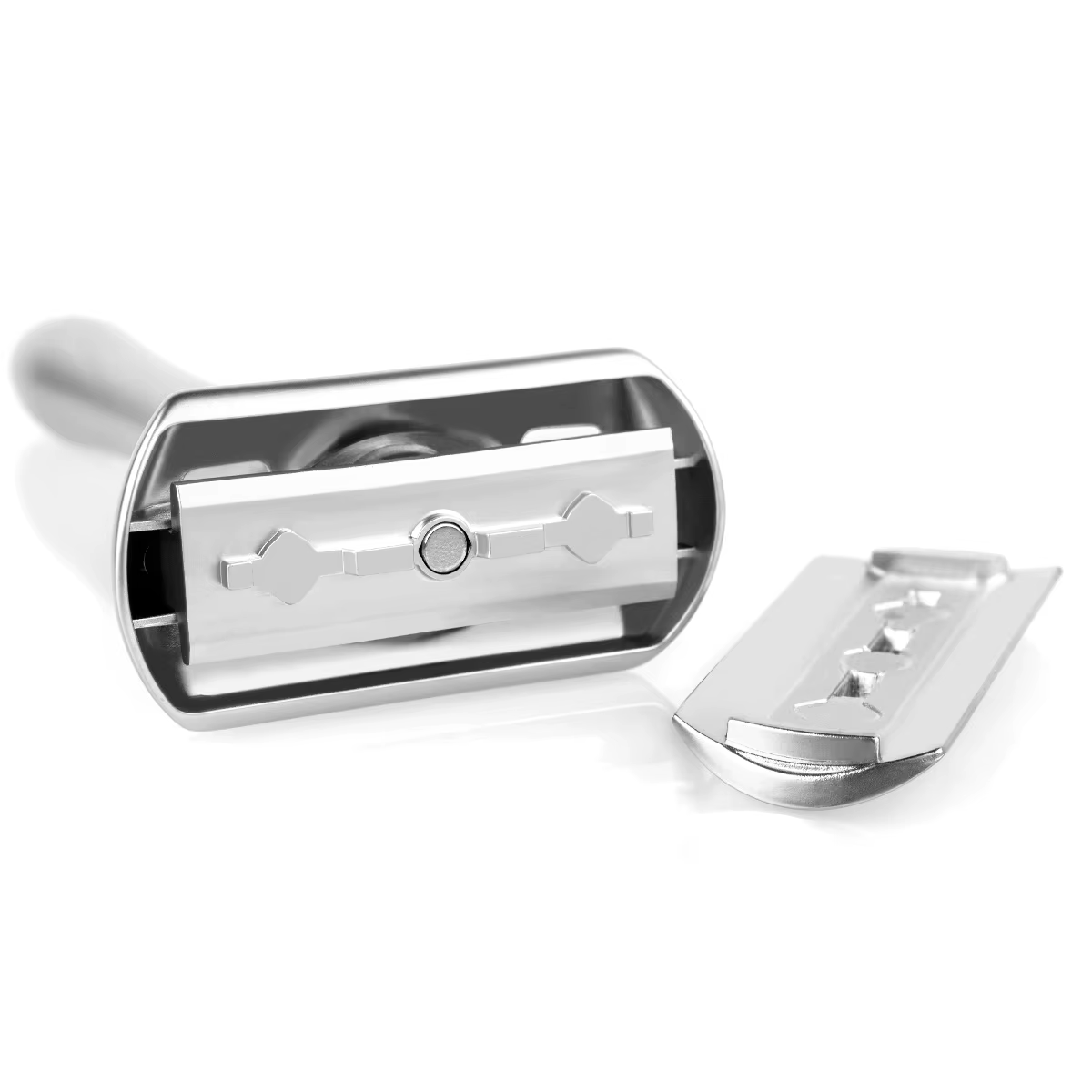QShave – rasoir de sécurité réglable avec couvercle magnétique, 1 rasoir, 1 étui jetable et 5 lames