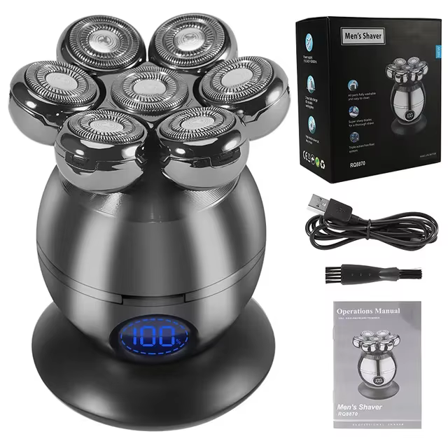 Rasoir électrique 7D flottant coupe tête Base charge Portable hommes tondeuse à barbe tondeuse crâne