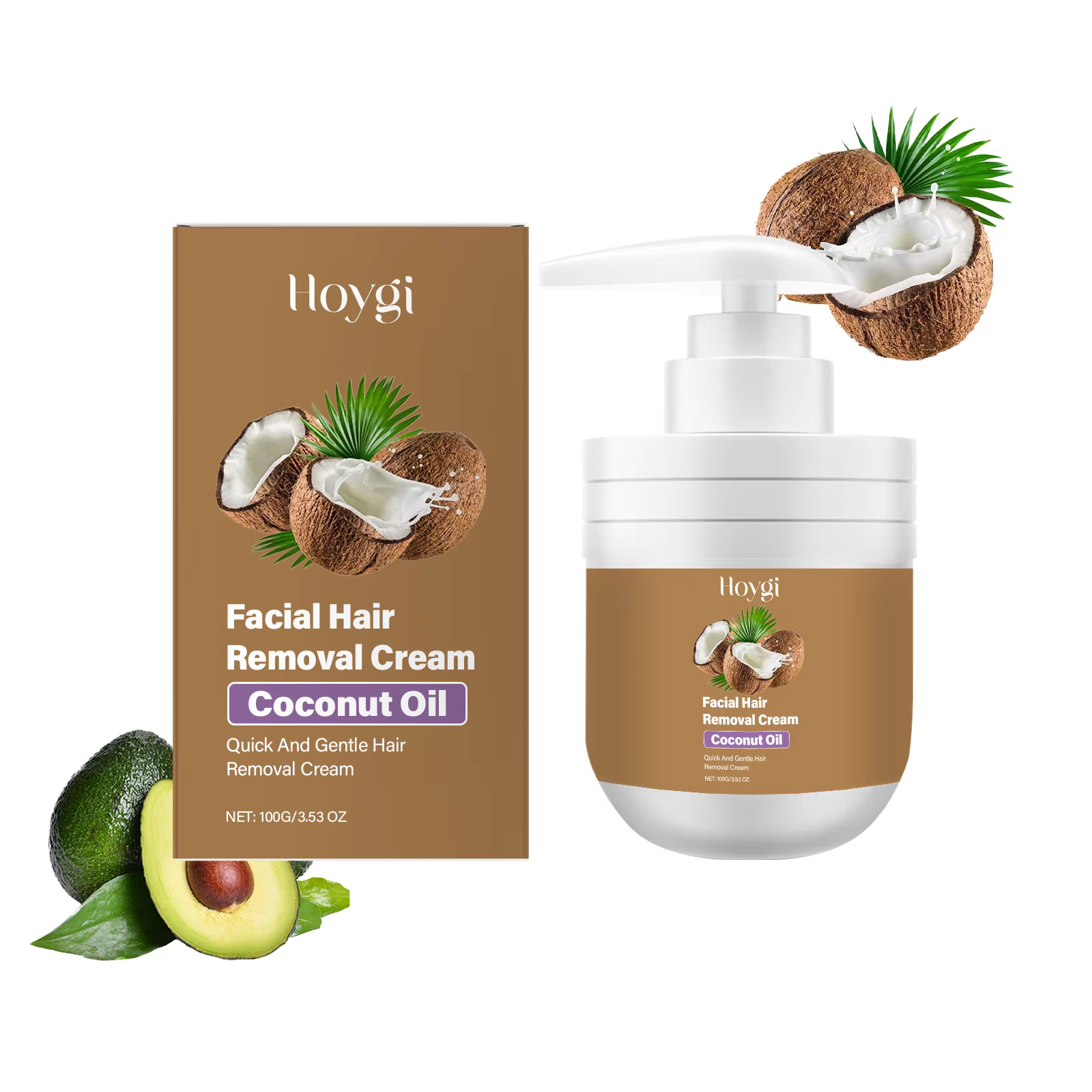 Crème dépilatoire à la noix de coco pour le corps, le visage, les jambes, les aisselles, crème dépil