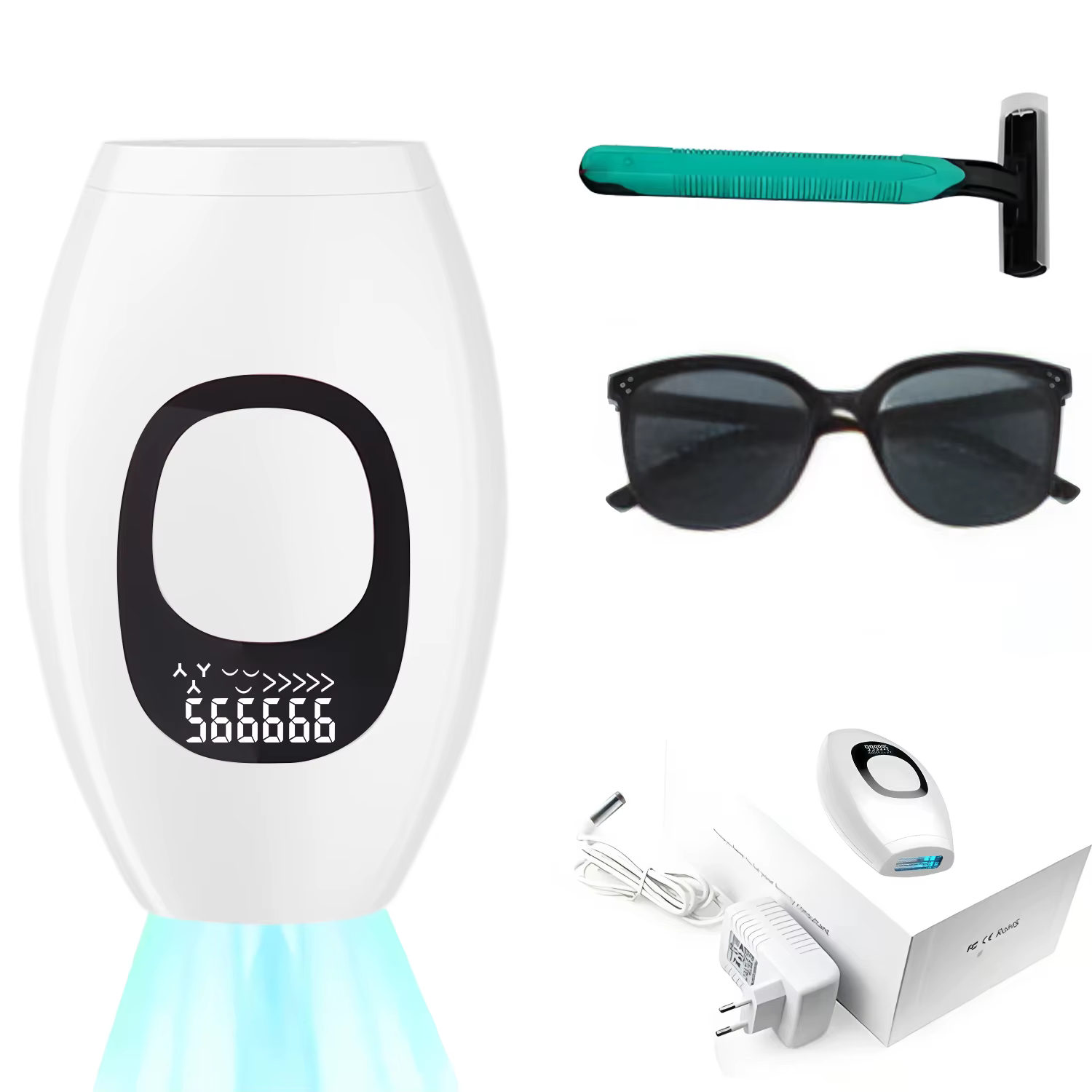 Épilateur laser IPL à affichage numérique, machine à couper les cheveux, lisseur, rasoir vibrant pou