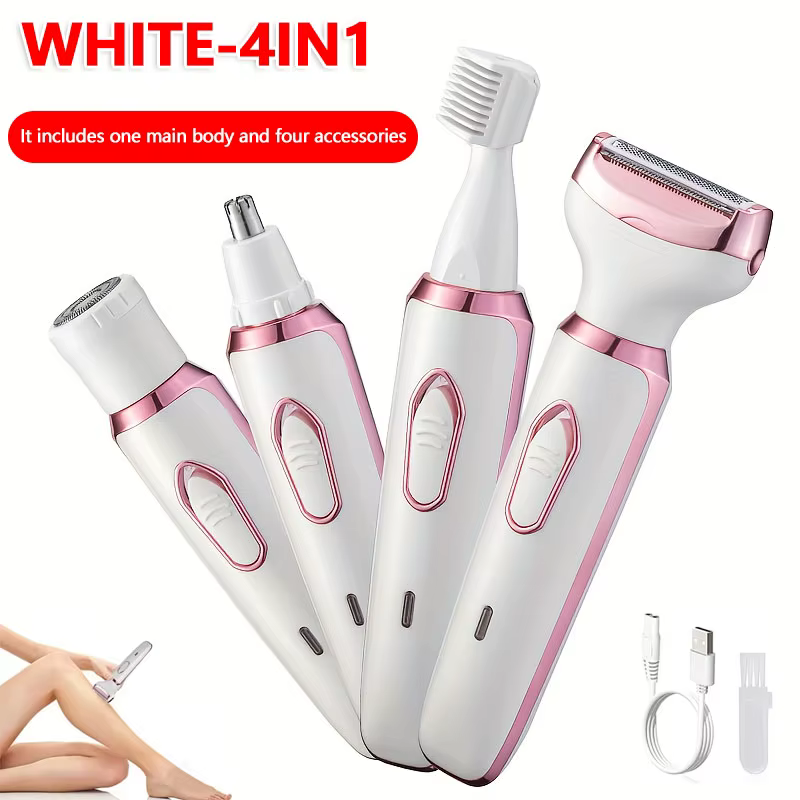 Rasoir électrique 4 en 1 pour femmes, épilateur indolore sans fil, tondeuse, cadeaux pour dames, nou