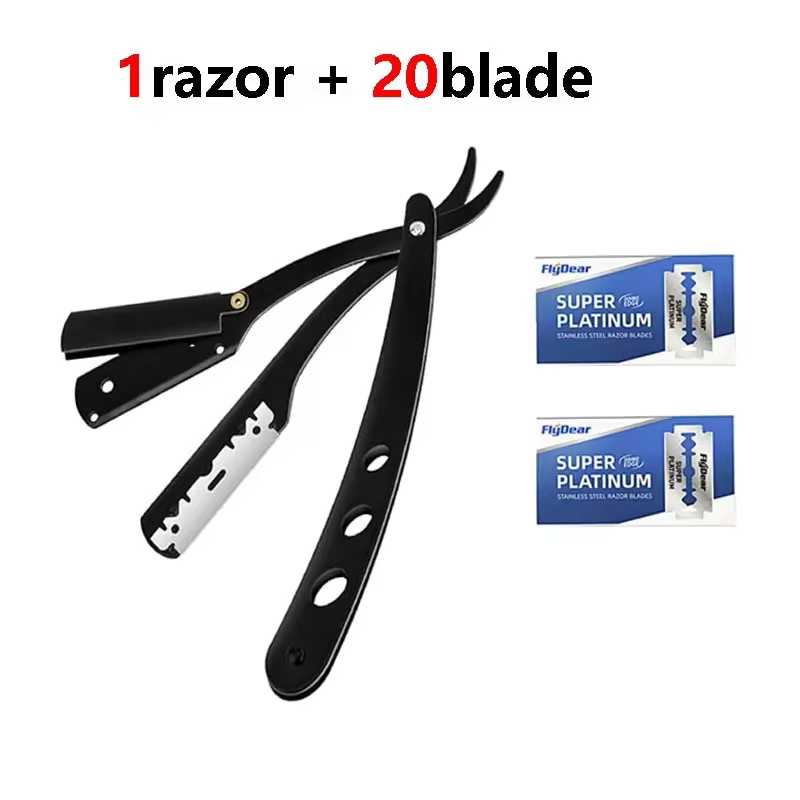 Lame de rasoir en acier inoxydable pour hommes, rasoir manuel classique pour rasage humide, lame rem