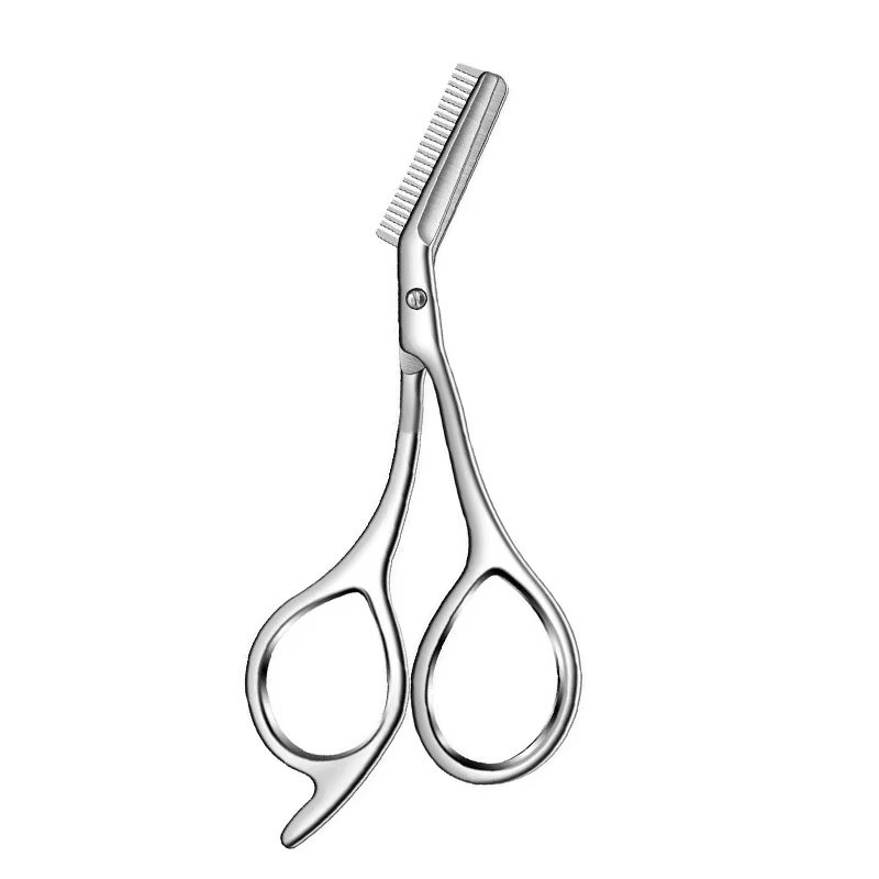 Ciseaux à sourcils pour hommes et femmes, outils de maquillage, texture métallique avec peigne, raso