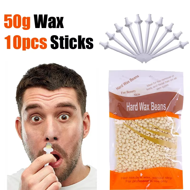 Kit d'épilation indolore pour épilation du nez et des oreilles-50-500g de cire avec 10-50 applicateu