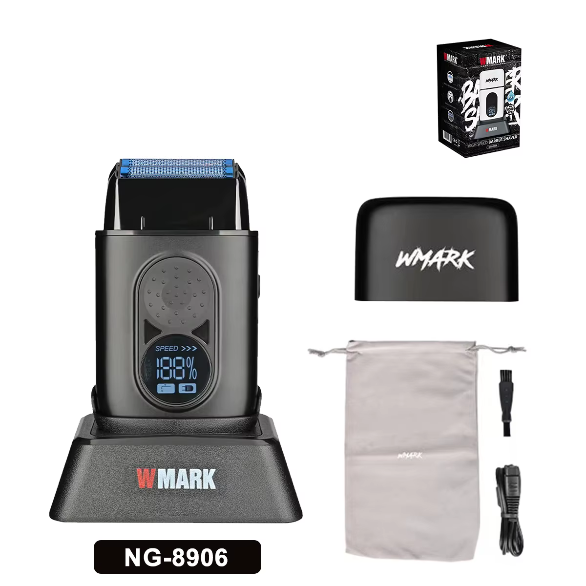Tondeuse à barbe professionnelle WMARK NG-8906 pour hommes, 9500 tr/min, chargeur de base, entièreme