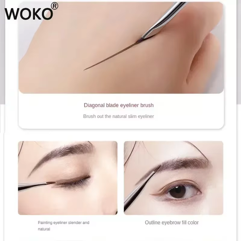 Brosse Eyeliner à lame améliorée, brosse à sourcils plate Ultra fine à Angle fin sous les yeux, bros