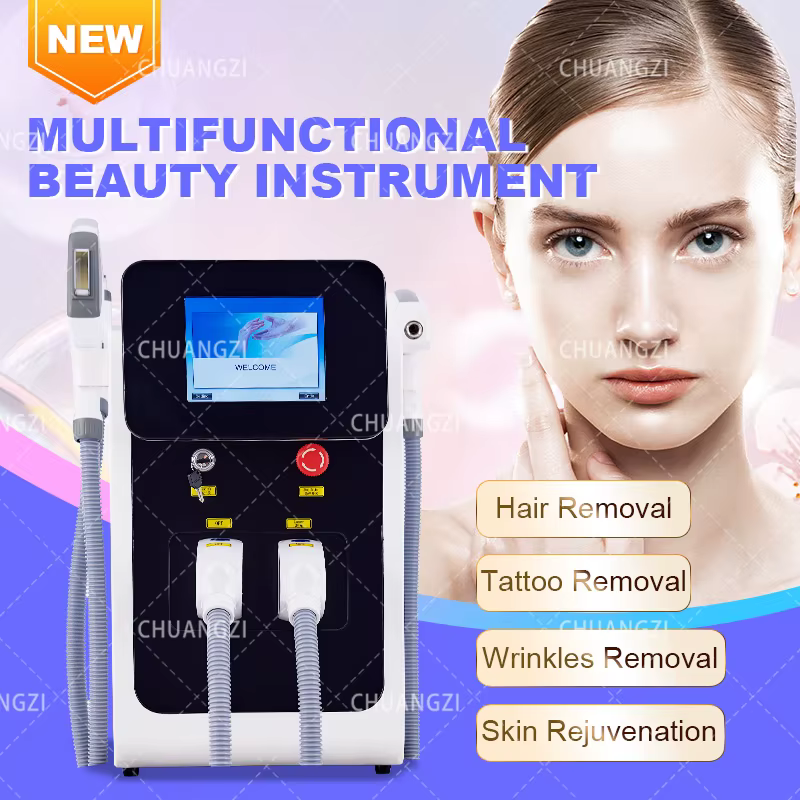 Machine 3-en-1 multifonction IPL OPT pour l'épilation, laser ND Yag pour le tatouage, machine picose