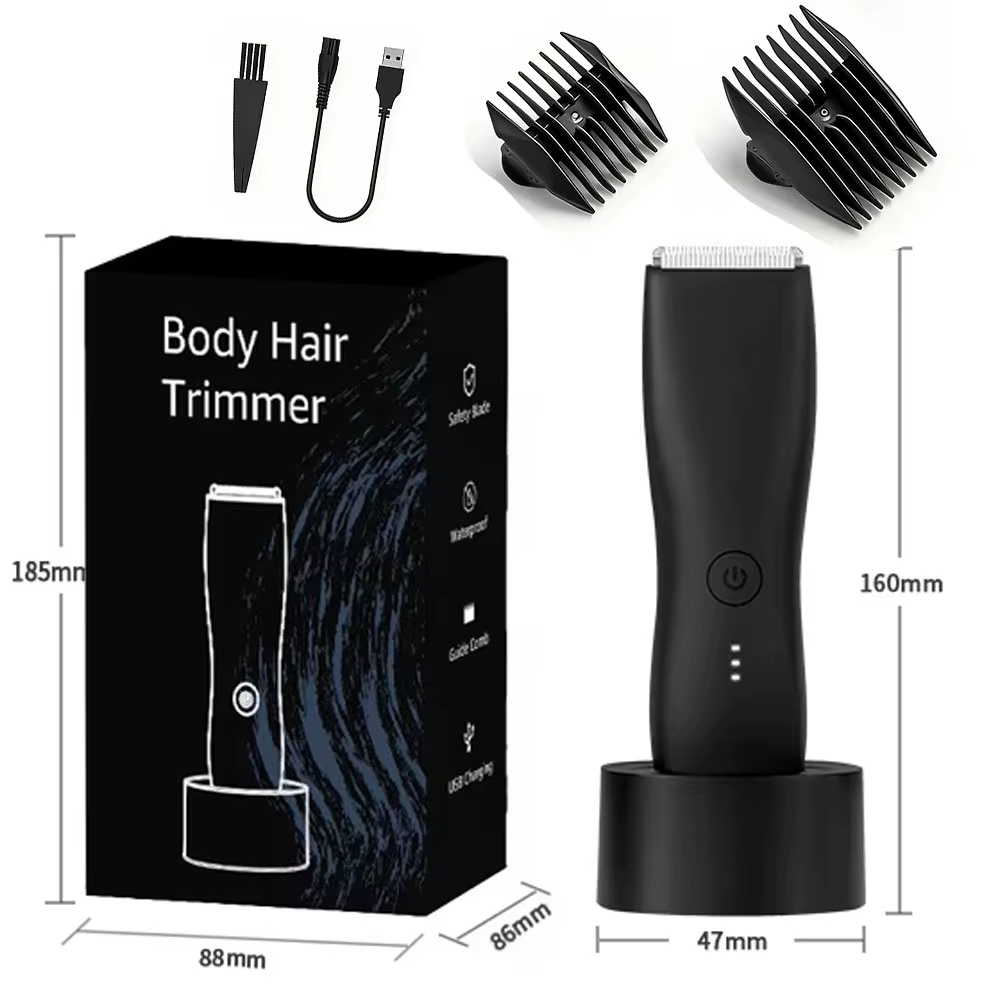 Tondeuse à barbe pour hommes, tondeuse à poils du corps étanche, rasoir électrique, appareil de soin