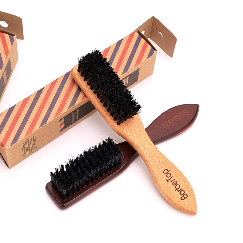 Barbertop hommes brosse à barbe manche en bois brosse de nettoyage de cheveux doux cheveux cassés en