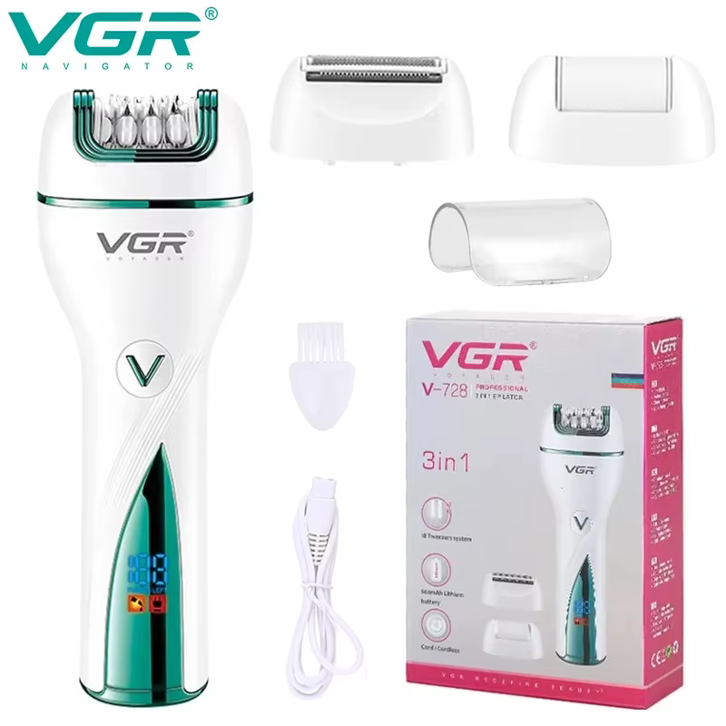 Vgaz728-Rasoir électrique numérique aste 3 en 1 pour femme, ensemble pour couper les cheveux du visa