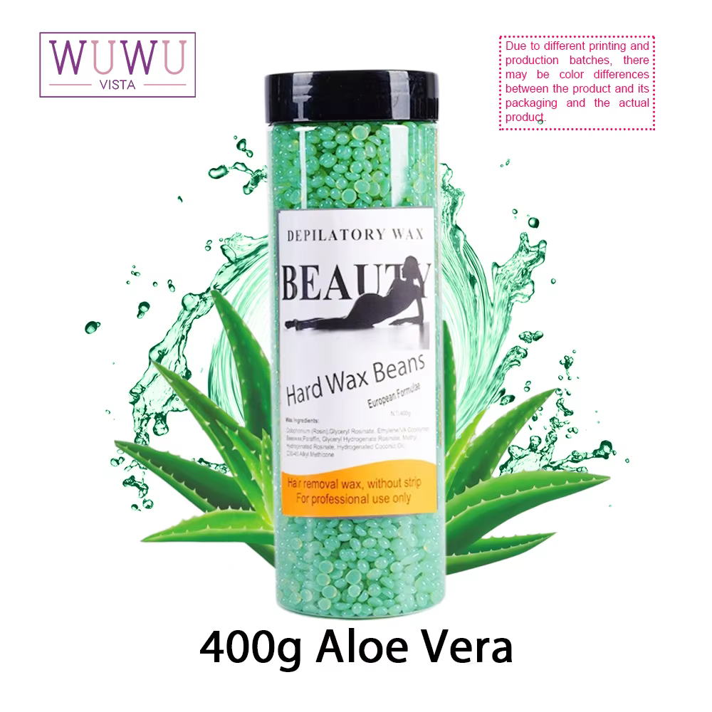 WUWUVISTA 400g/14.1oz haricots de cire dépilatoire Film chaud cire granulés élimination Bikini visag