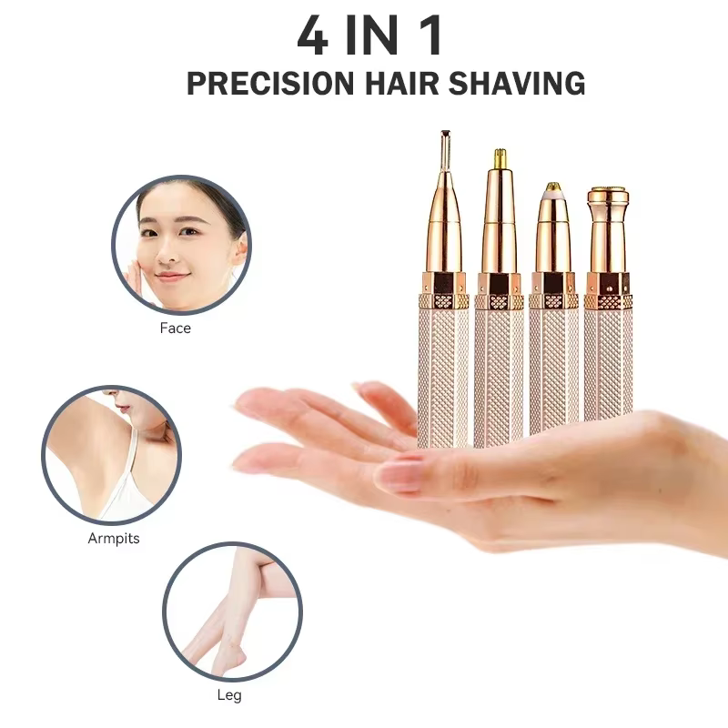 Épilateur électrique indolore pour le visage, 4 en 1, en forme de rouge à lèvres, pour sourcils, zon
