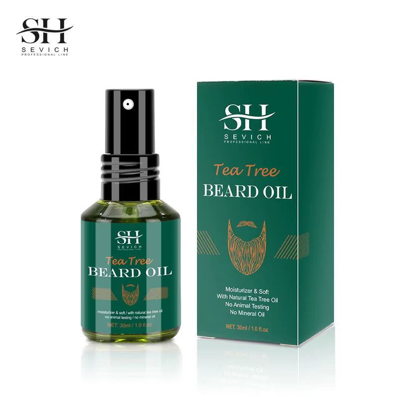 Kit de croissance de barbe pour hommes, arbre à thé, rehausseur de cheveux, huile de soin plus épais