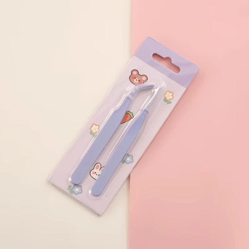2 pinces à épiler mignonnes à motif de dessin animé, pinces à épiler de précision à pointe droite et