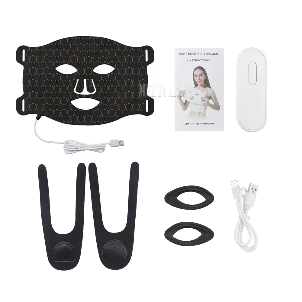 Masque facial LED 7 couleurs, lumière rouge infrarouge, masque de beauté pour le visage, réparation