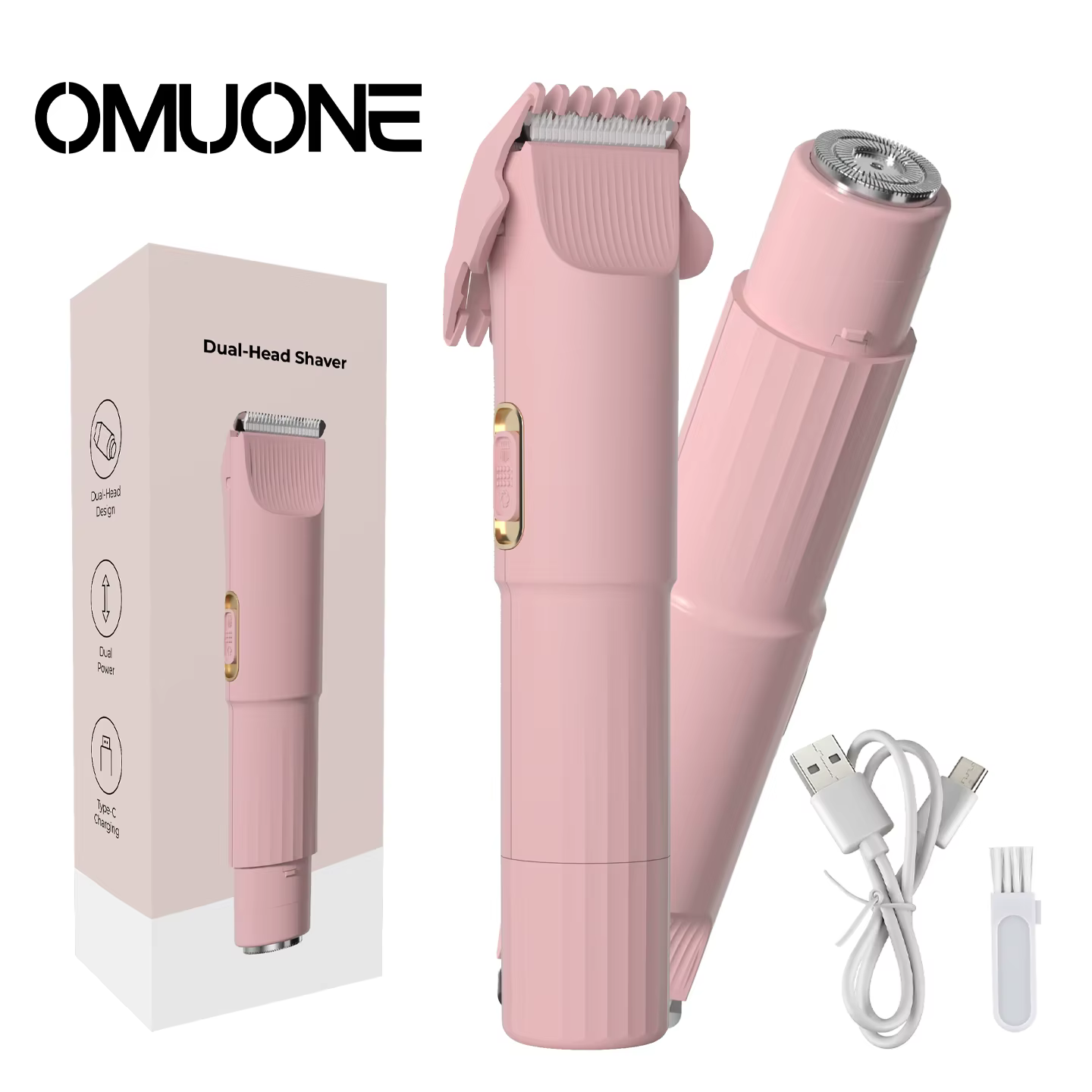 Tondeuse à cheveux électrique 2 en 1 OMUONE pour femmes, rasoir double tête, rasoir pour le corps, l