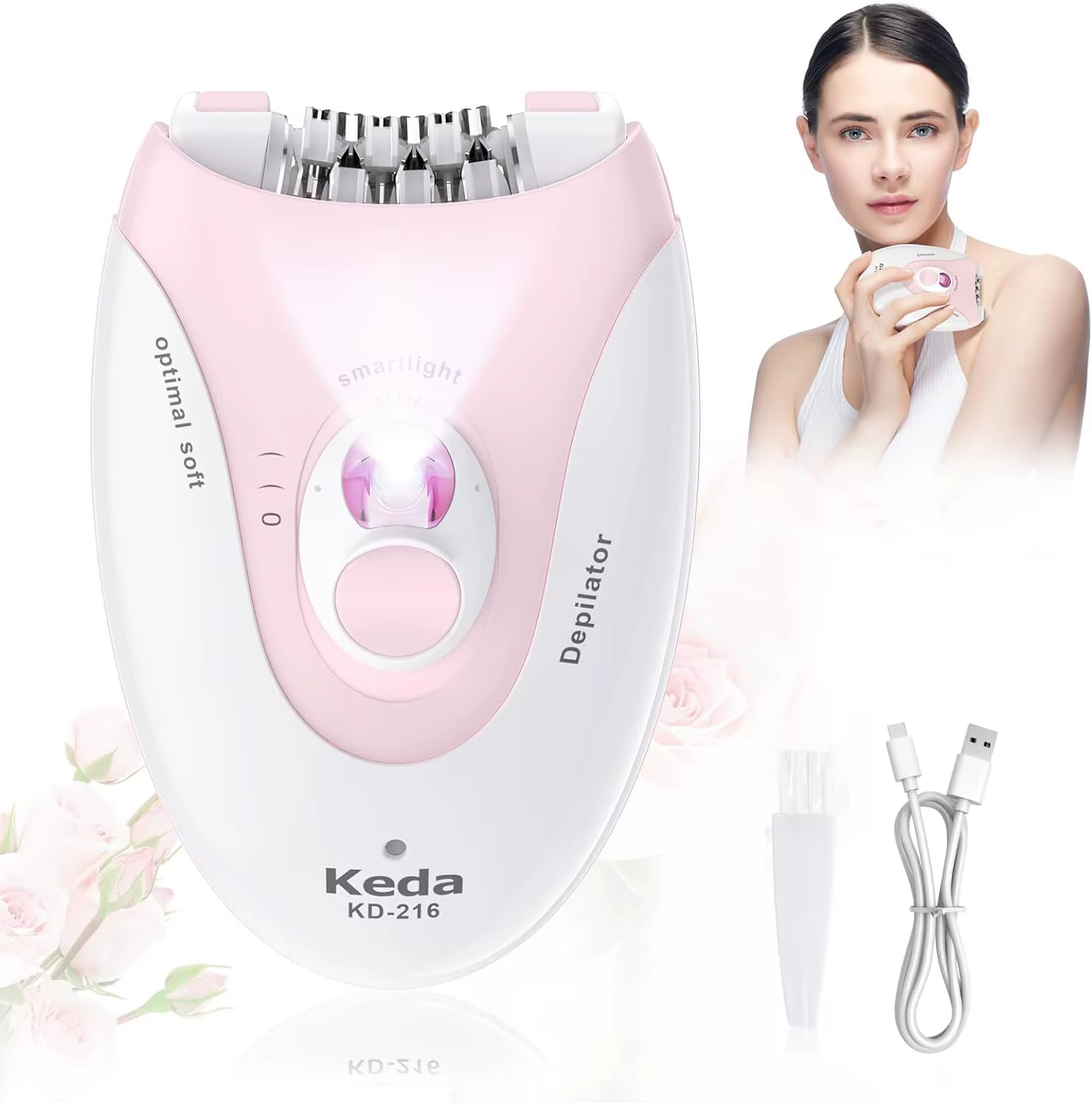 Épilateurs 2-en-1 Hatteker pour femmes, épilation du corps, du bikini et du visage, rechargeable par