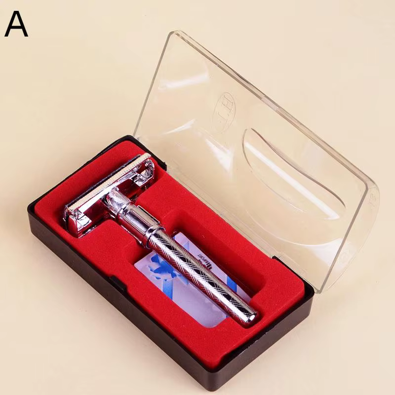 Rasoir de sécurité classique traditionnel pour hommes à double tranchant en acier inoxydable pour la