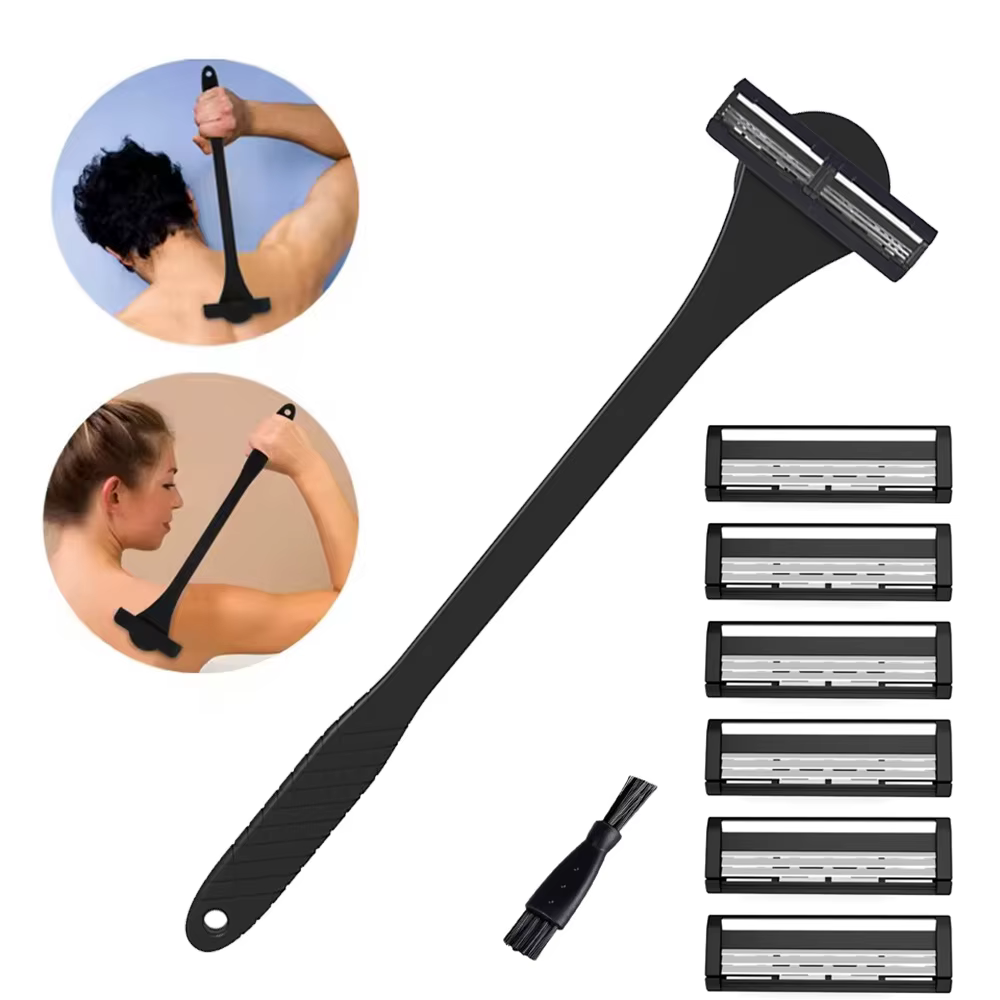 Rasoir à dos en Silicone 2 en 1 pour hommes, épurateur avec trois couches pour une épilation efficac