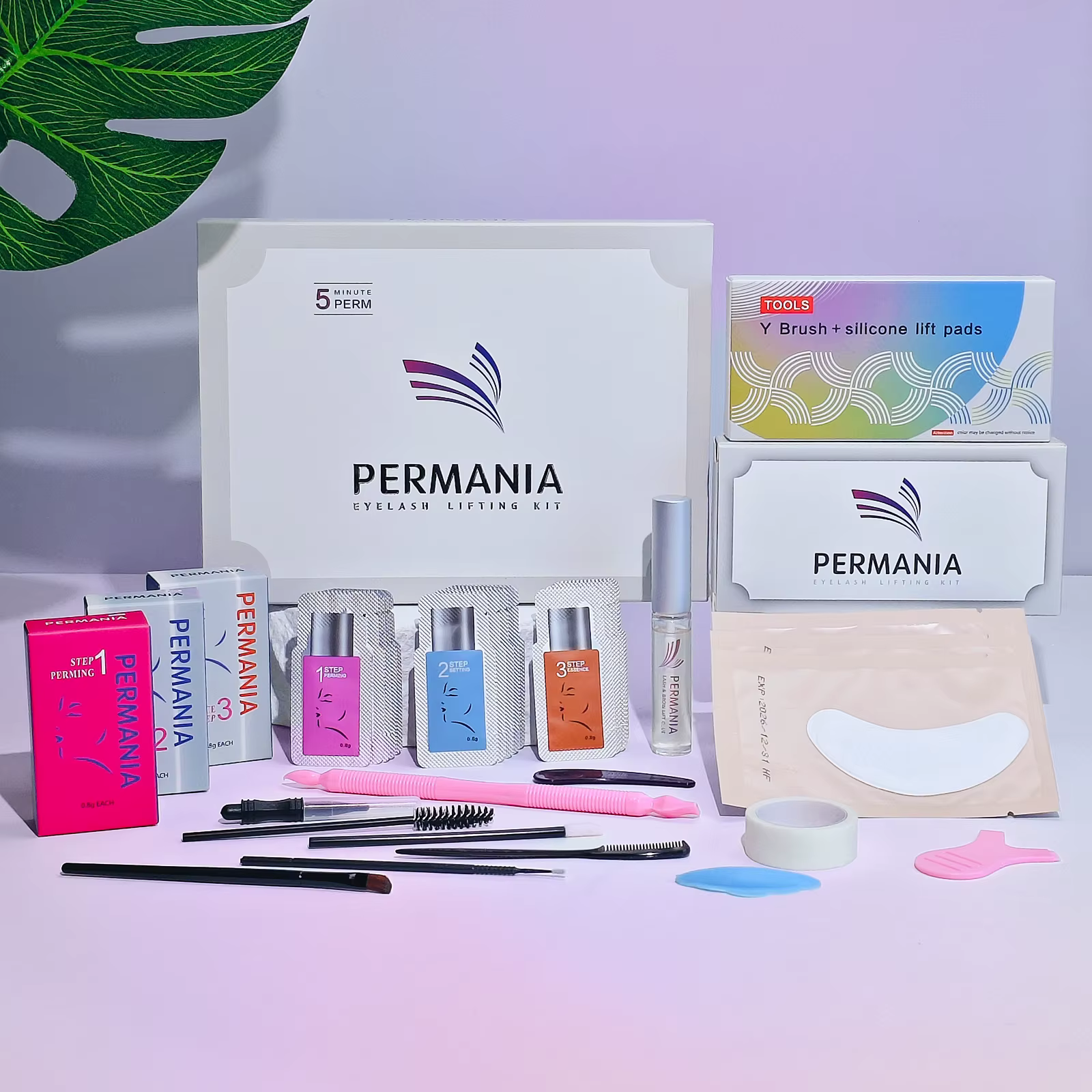 PERMANIA Kit de rehaussement des cils à effet longue durée 5-8 minutes, rehaussement rapide des cils