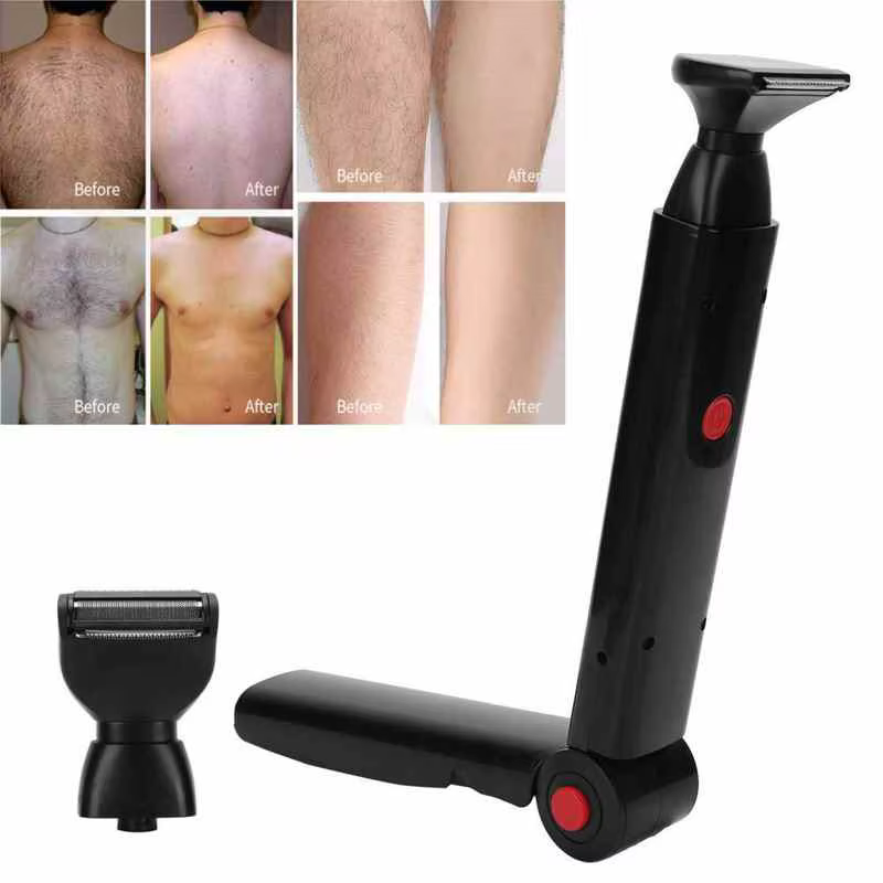 Rasoir électrique 2 en 1 pour le visage, Rechargeable, poignée pliable, épilation du dos, toilettage