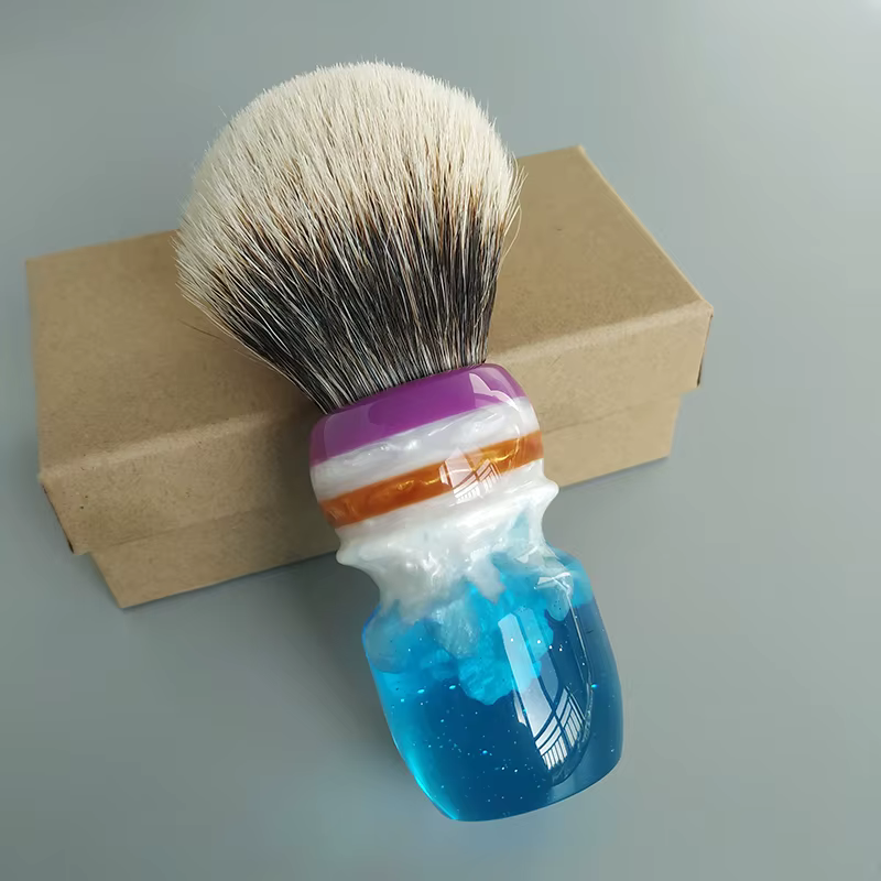 Dscosmetic Coral Manchurian deux brosses à raser en poils de blaireau avec manche en résine pour le